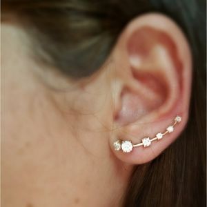 Ear Climber, Cubic Zirconia, Rose Gold or Silver